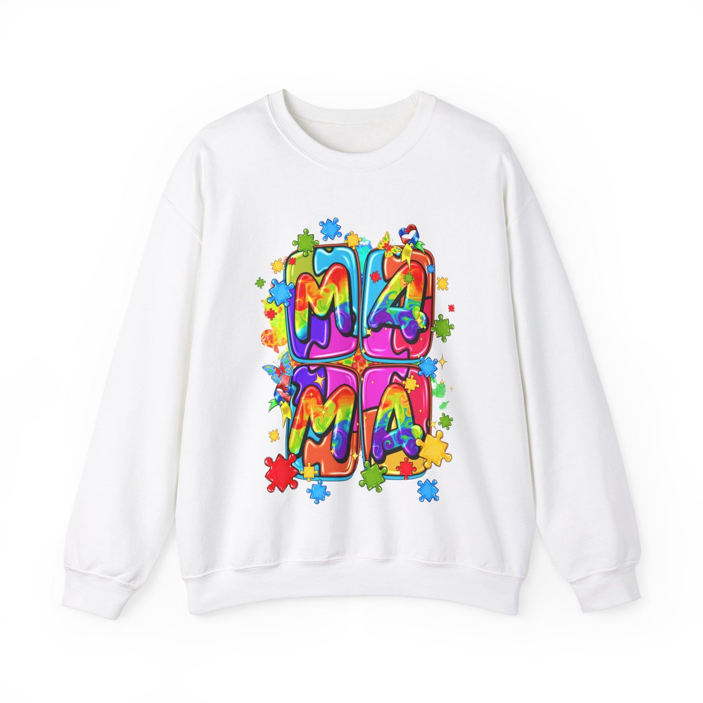 puzzle piece mama Unisex Heavy Blend™ Crewneck Sweatshirt