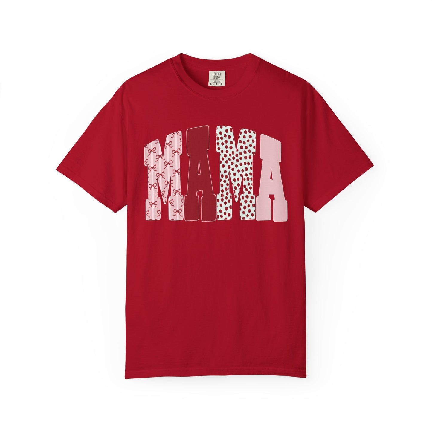 Mama Arch Text T-Shirt — Pink Patterned Mama Tee