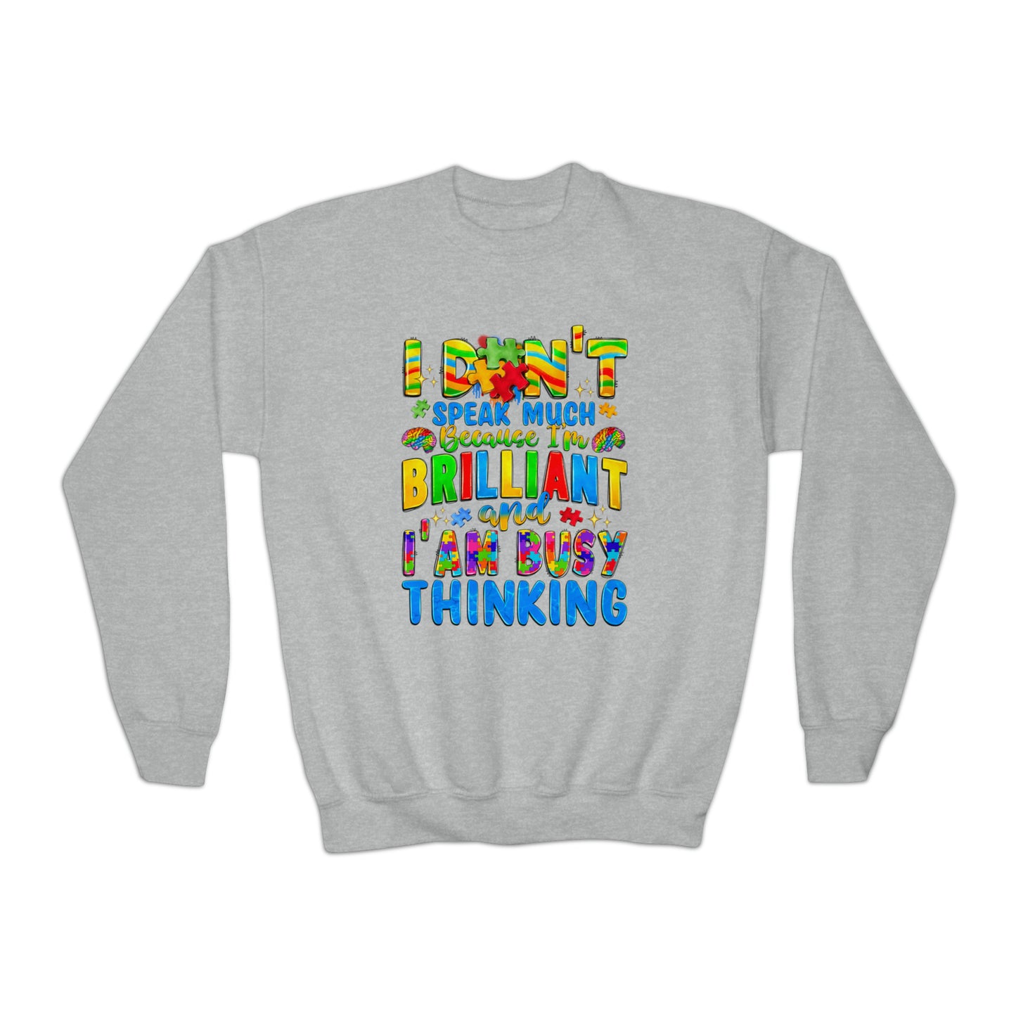 Brilliant and autistic Youth Crewneck Sweatshirt