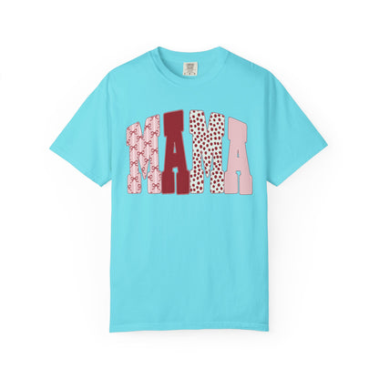 Mama Arch Text T-Shirt — Pink Patterned Mama Tee