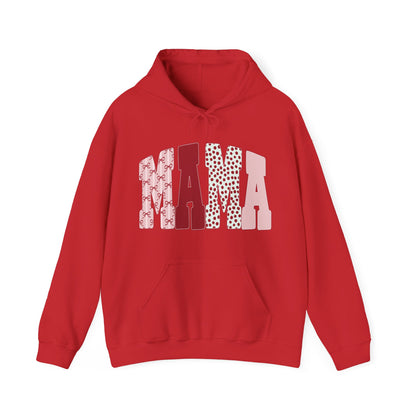 Mama Arc Lettering Hoodie — Pink Patterned Mama Pullover
