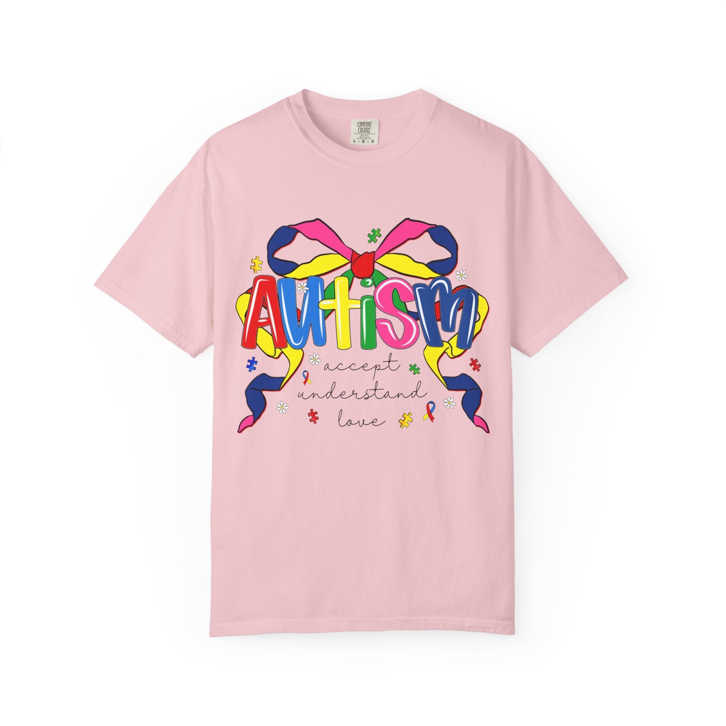 Autism Awareness Ribbon Bow T-Shirt — Accept Understand Love