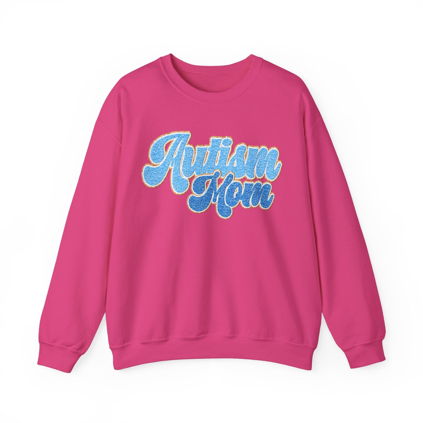 autism mom faux embroidery Unisex Heavy Blend™ Crewneck Sweatshirt