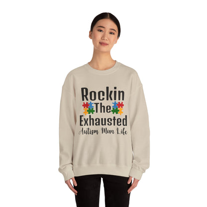 exhausted autism mom Unisex Heavy Blend™ Crewneck Sweatshirt