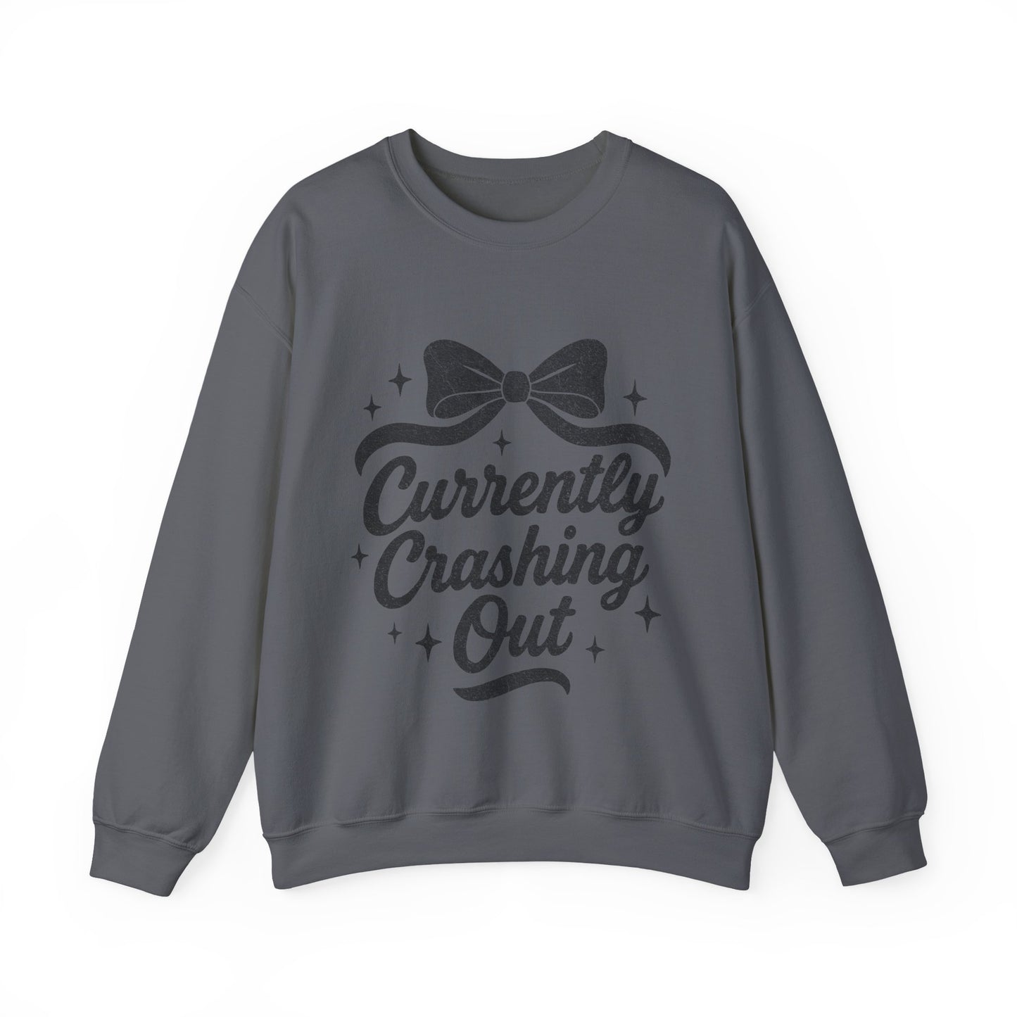 Currently Crashing Out Cozy Retro Bow Crewneck