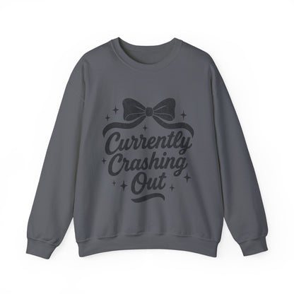 Currently Crashing Out Cozy Retro Bow Crewneck