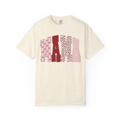 Mama Arch Text T-Shirt — Pink Patterned Mama Tee