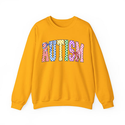 Autism Puzzle Pattern Crewneck Sweatshirt — Colorful Autism Awareness Pullover