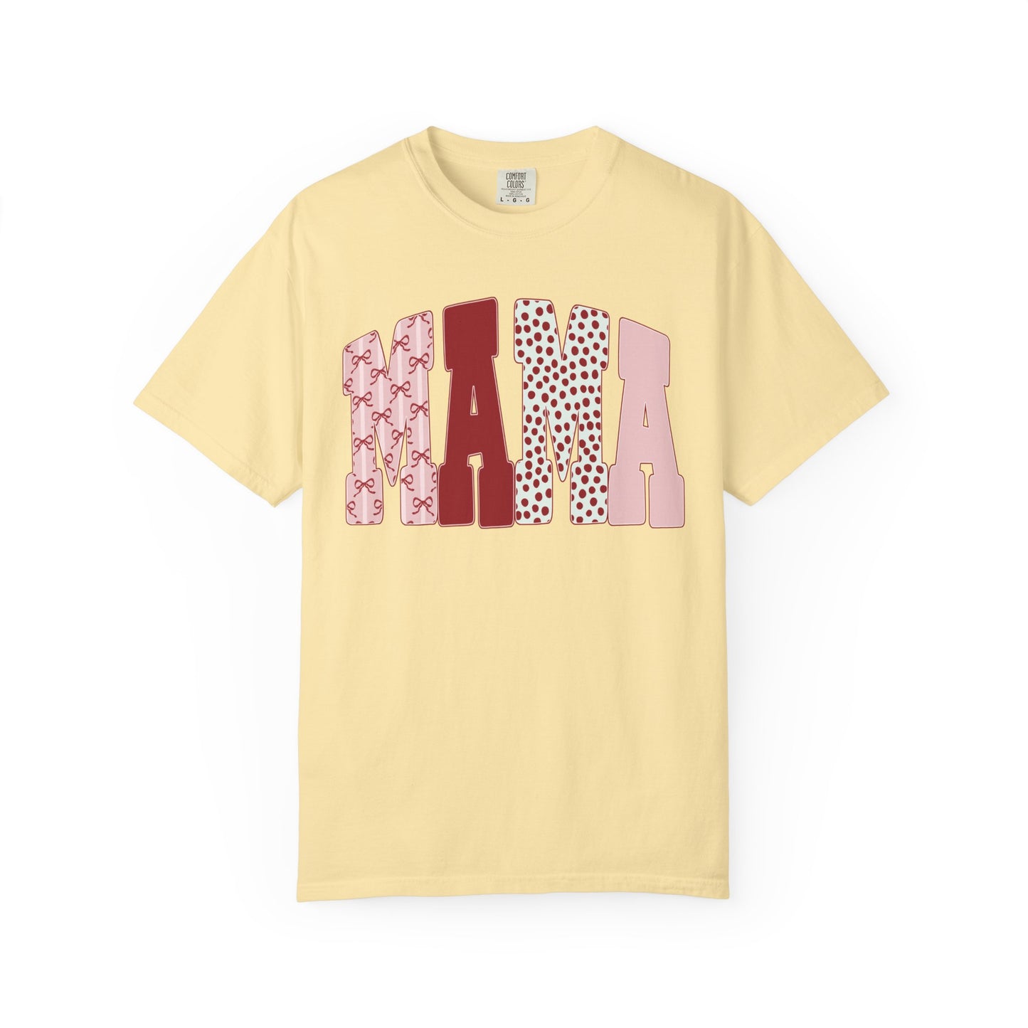 Mama Arch Text T-Shirt — Pink Patterned Mama Tee