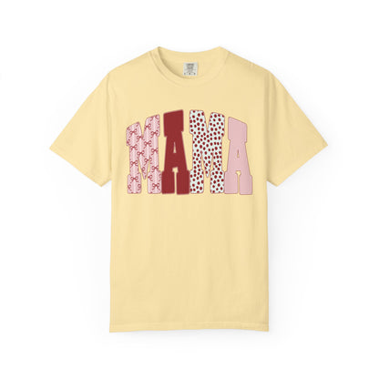 Mama Arch Text T-Shirt — Pink Patterned Mama Tee