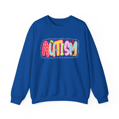 Autism Awareness Crewneck Sweatshirt — Colorful Puzzle Heart Design