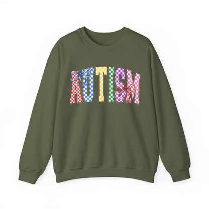 Autism Puzzle Pattern Crewneck Sweatshirt — Colorful Autism Awareness Pullover