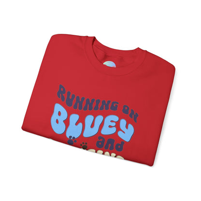 Running on bluey & caffeine Unisex Heavy Blend™ Crewneck Sweatshirt