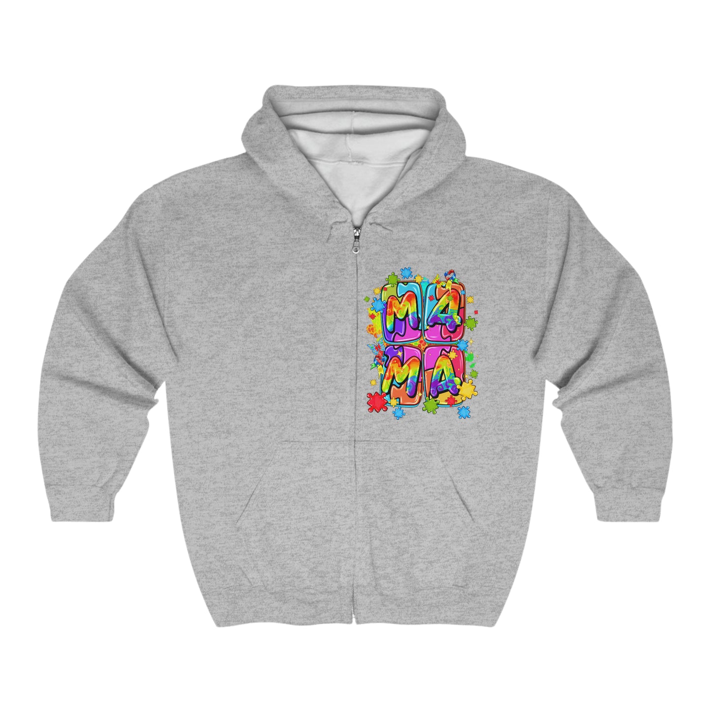 puzzle piece mama Unisex Heavy Blend™ Full Zip Hooded Sweatshirt