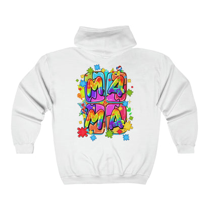 puzzle piece mama Unisex Heavy Blend™ Full Zip Hooded Sweatshirt