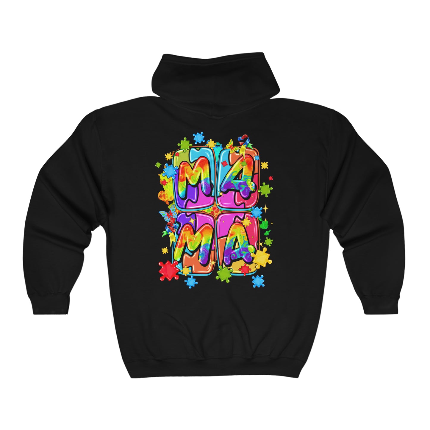 puzzle piece mama Unisex Heavy Blend™ Full Zip Hooded Sweatshirt