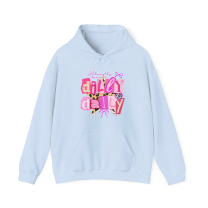 “Daily Gal” Pink Retro Hoodie – Cute Aesthetic Graphic Sweatshirt