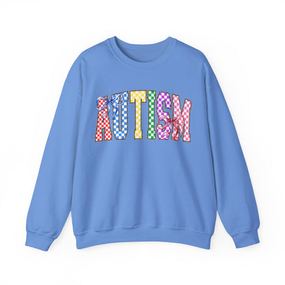 Autism Puzzle Pattern Crewneck Sweatshirt — Colorful Autism Awareness Pullover