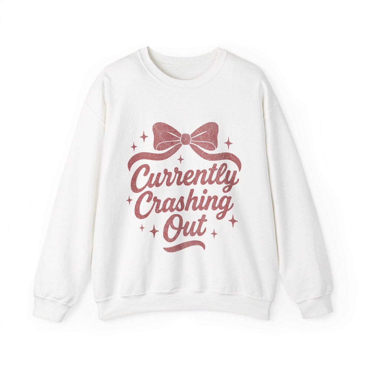 Currently Crashing Out Cozy Retro Bow Crewneck