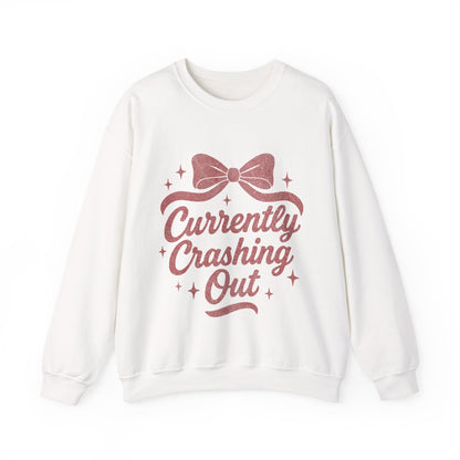 Currently Crashing Out Cozy Retro Bow Crewneck