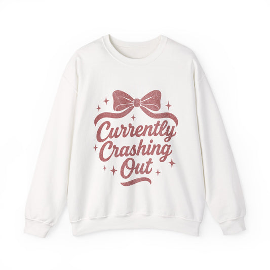 Currently Crashing Out Cozy Retro Bow Crewneck