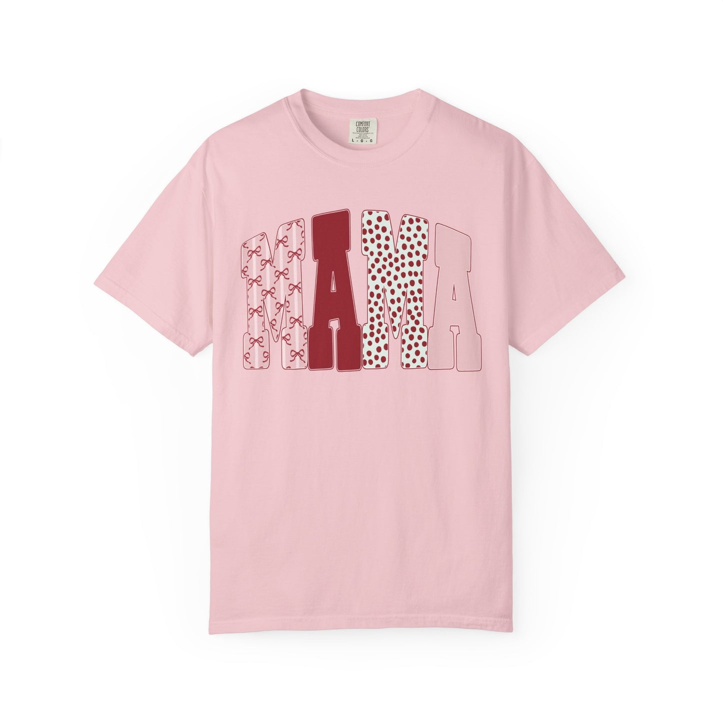 Mama Arch Text T-Shirt — Pink Patterned Mama Tee