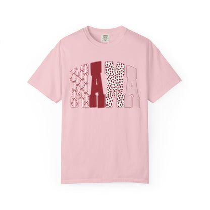 Mama Arch Text T-Shirt — Pink Patterned Mama Tee