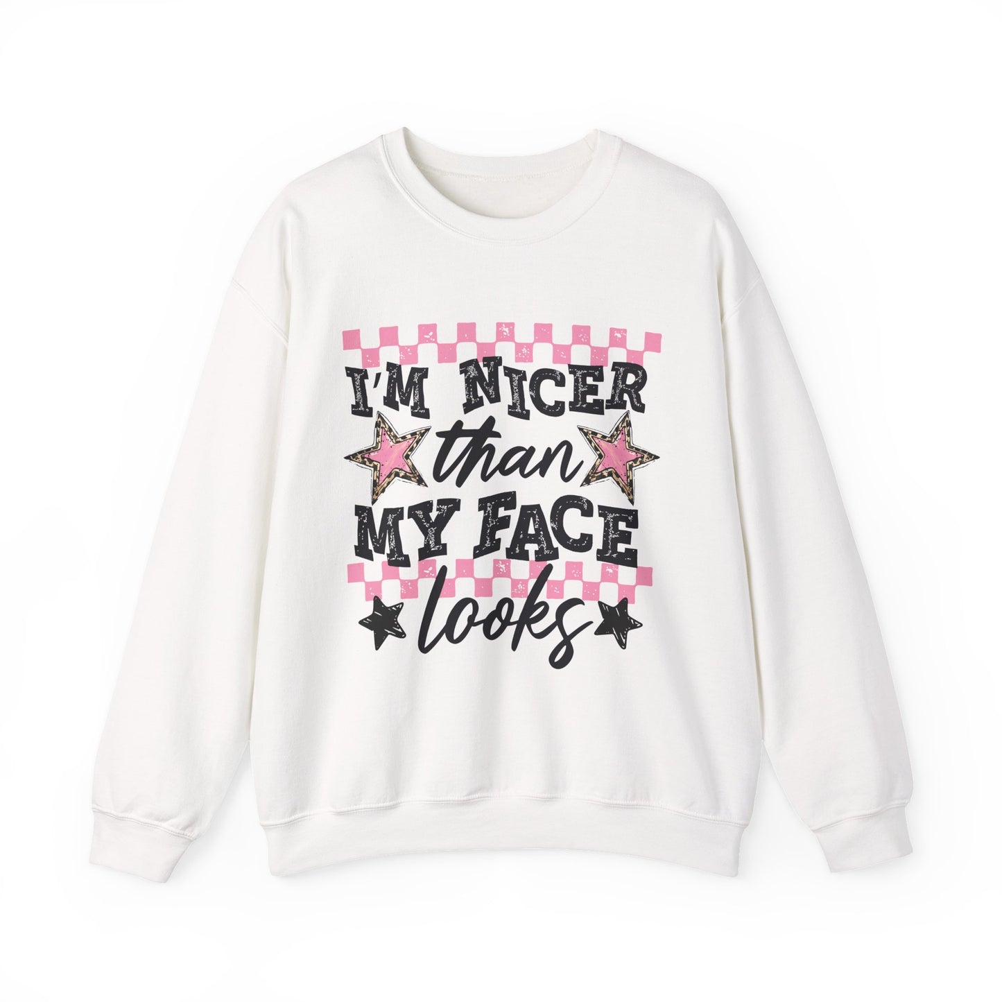 "I'm Nicer Than My Face Looks" Pink Checker Retro Graphic
