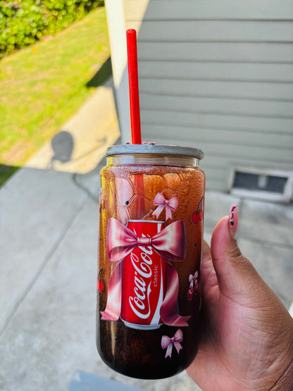 Mock Coke 16oz glass snowglobe cup