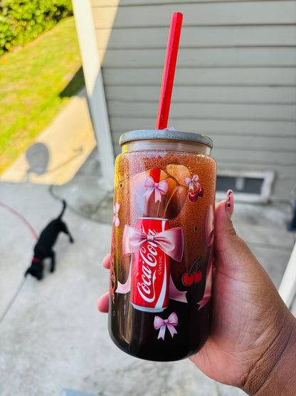 Mock Coke 16oz glass snowglobe cup