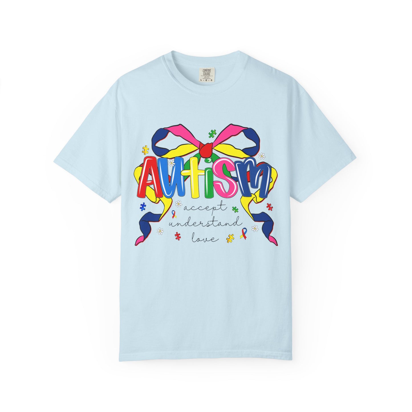 Autism Awareness Ribbon Bow T-Shirt — Accept Understand Love