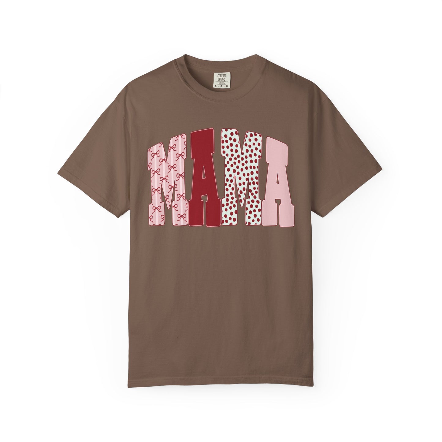 Mama Arch Text T-Shirt — Pink Patterned Mama Tee