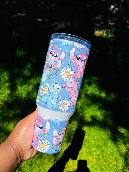 Flower stitch and angel 40oz tumbler