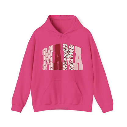 Mama Arc Lettering Hoodie — Pink Patterned Mama Pullover