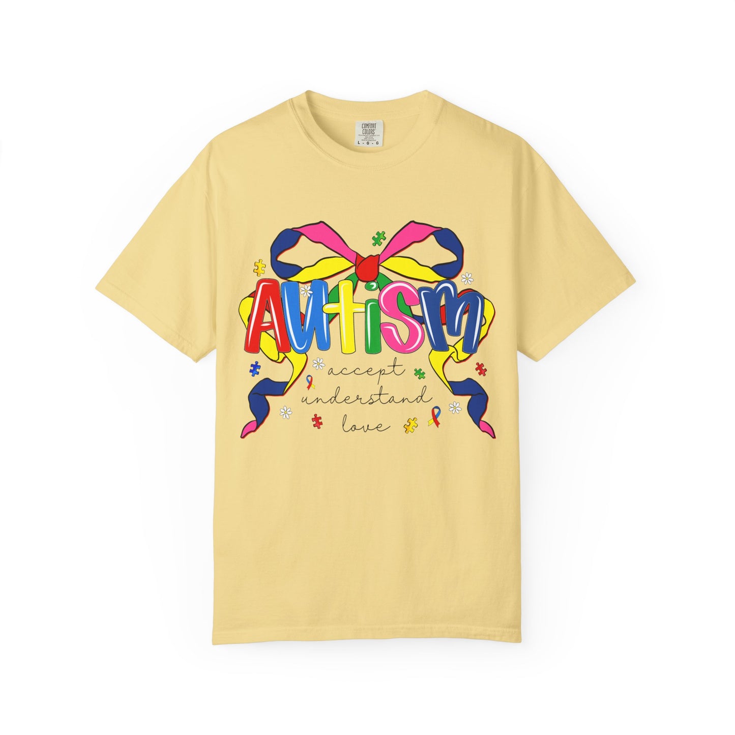 Autism Awareness Ribbon Bow T-Shirt — Accept Understand Love