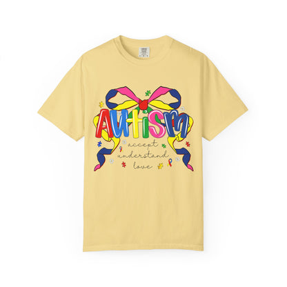 Autism Awareness Ribbon Bow T-Shirt — Accept Understand Love