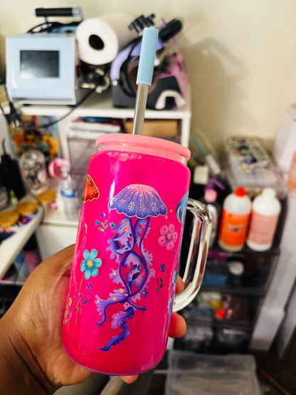 Jellyfish glass snow globe cup
