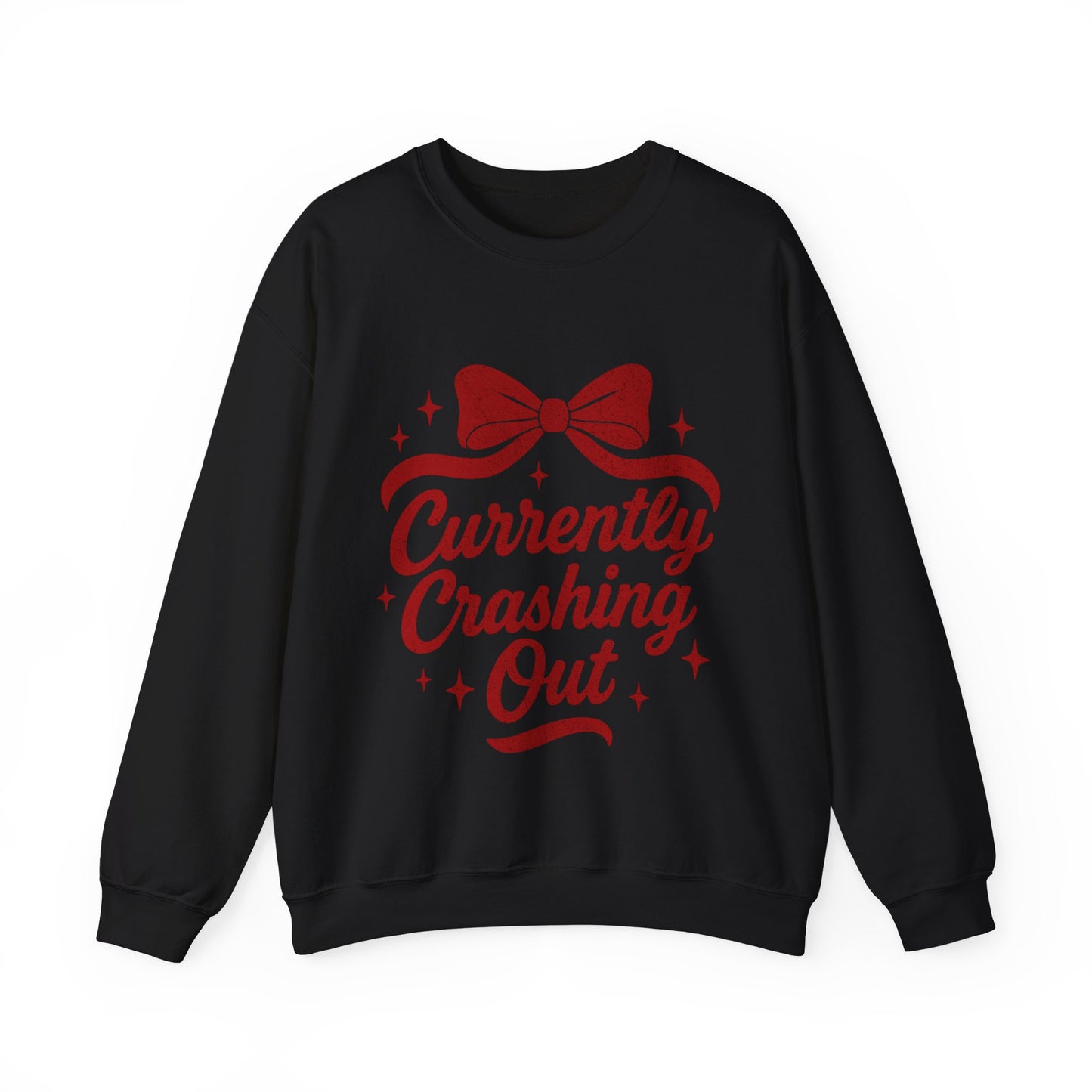Currently Crashing Out Cozy Retro Bow Crewneck