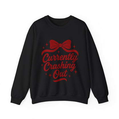 Currently Crashing Out Cozy Retro Bow Crewneck