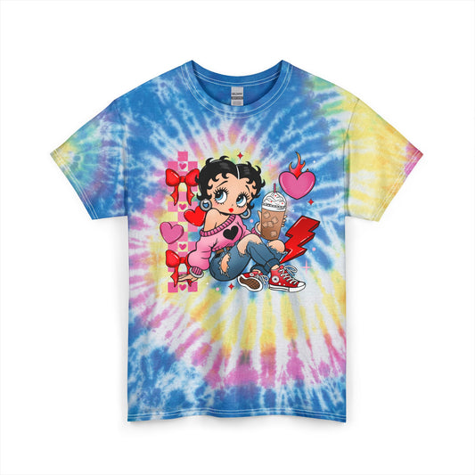 Betty Boop Blue Tie-Dye Tee — Cute Retro Cartoon Graphic Shirt
