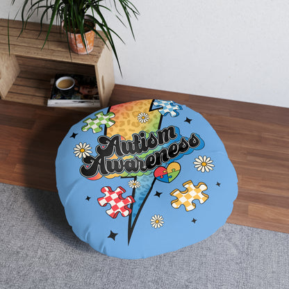 autism awareness Tufted Floor Pillow, Round