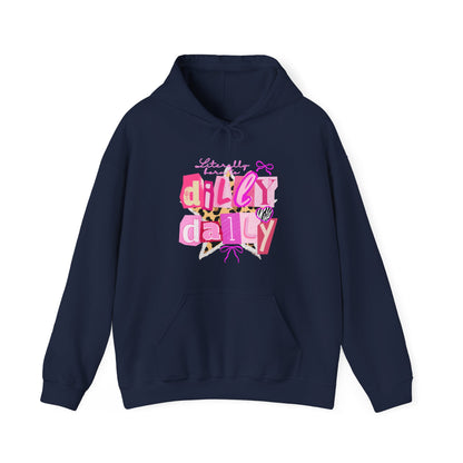 “Daily Gal” Pink Retro Hoodie – Cute Aesthetic Graphic Sweatshirt