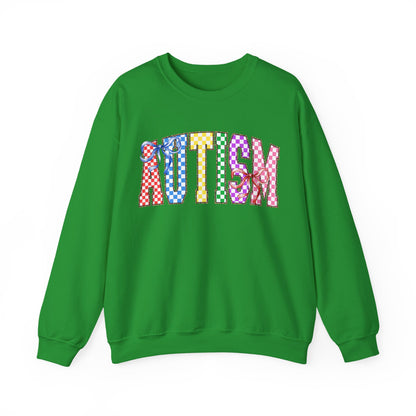 Autism Puzzle Pattern Crewneck Sweatshirt — Colorful Autism Awareness Pullover
