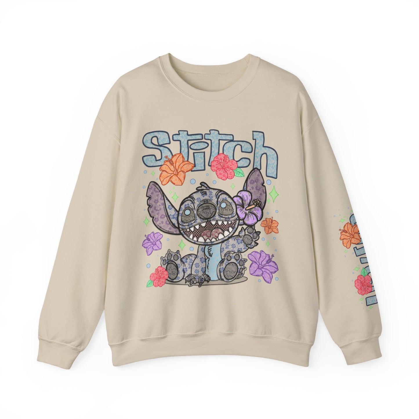 Lace floral stitch Crewneck Sweatshirt