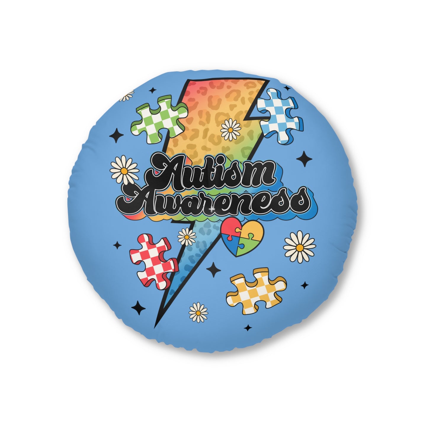 autism awareness Tufted Floor Pillow, Round