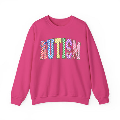 Autism Puzzle Pattern Crewneck Sweatshirt — Colorful Autism Awareness Pullover