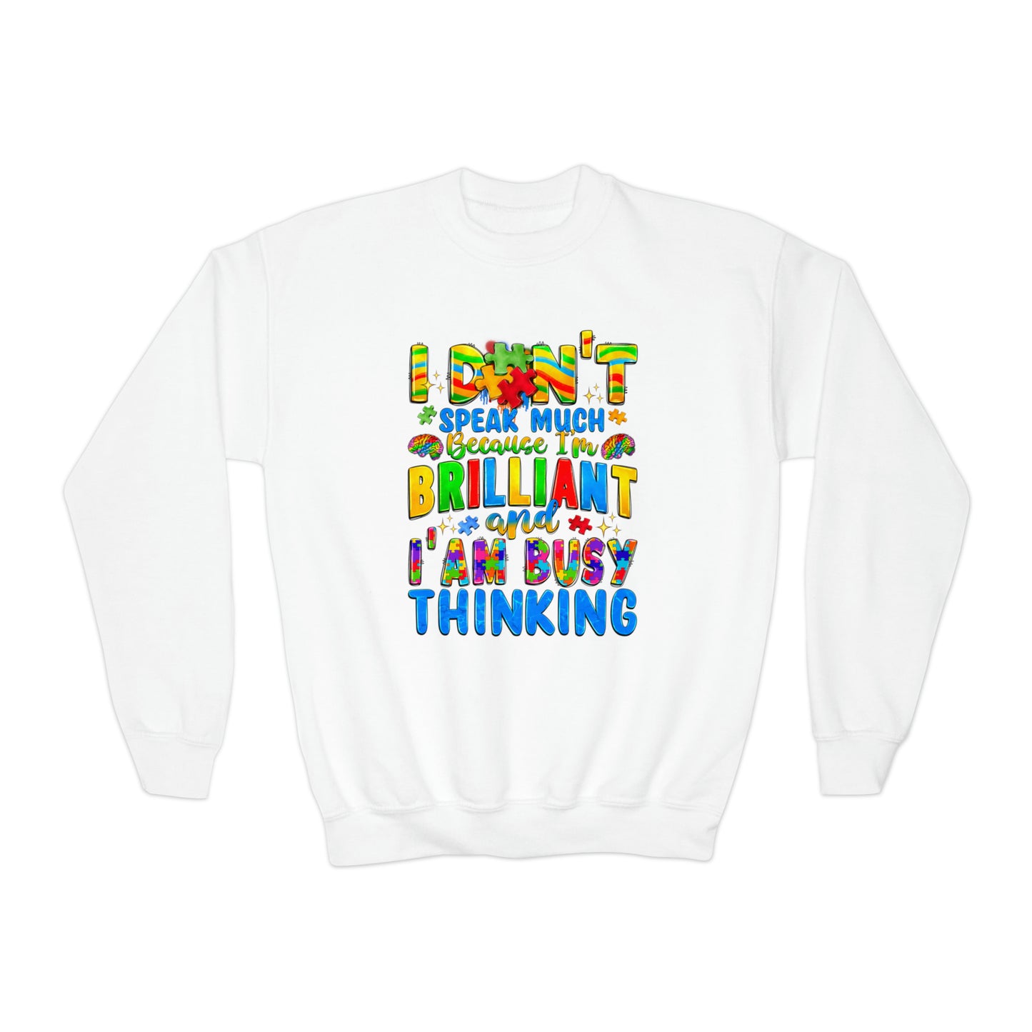 Brilliant and autistic Youth Crewneck Sweatshirt