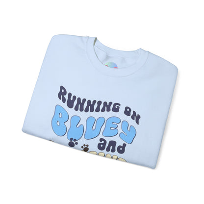 Running on bluey & caffeine Unisex Heavy Blend™ Crewneck Sweatshirt