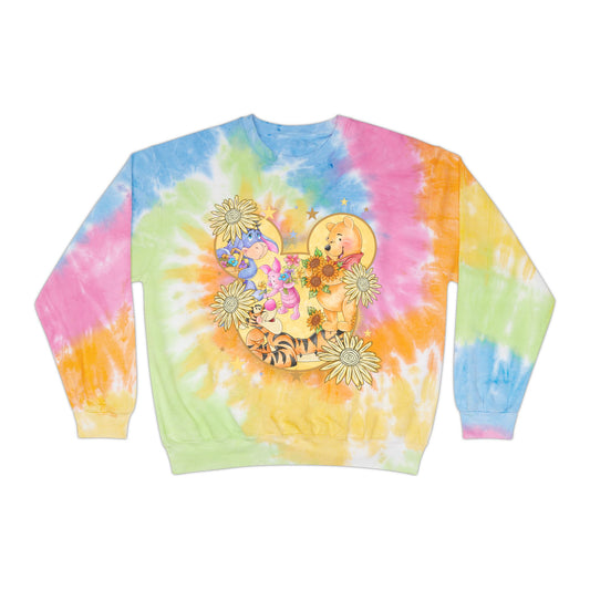 Pooh and crew Tie-Dye Sweatshirt, Cozy Fashion Top, or Her, Summer Vibes, Pastel Tie Dye, Festival Style