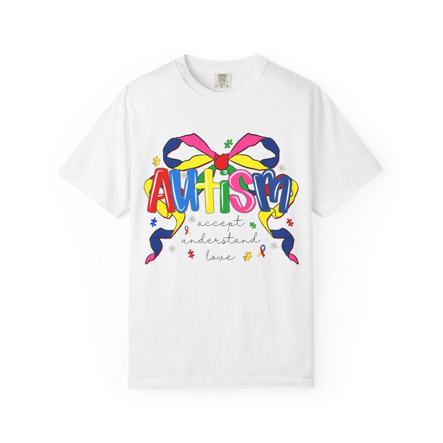 Autism Awareness Ribbon Bow T-Shirt — Accept Understand Love